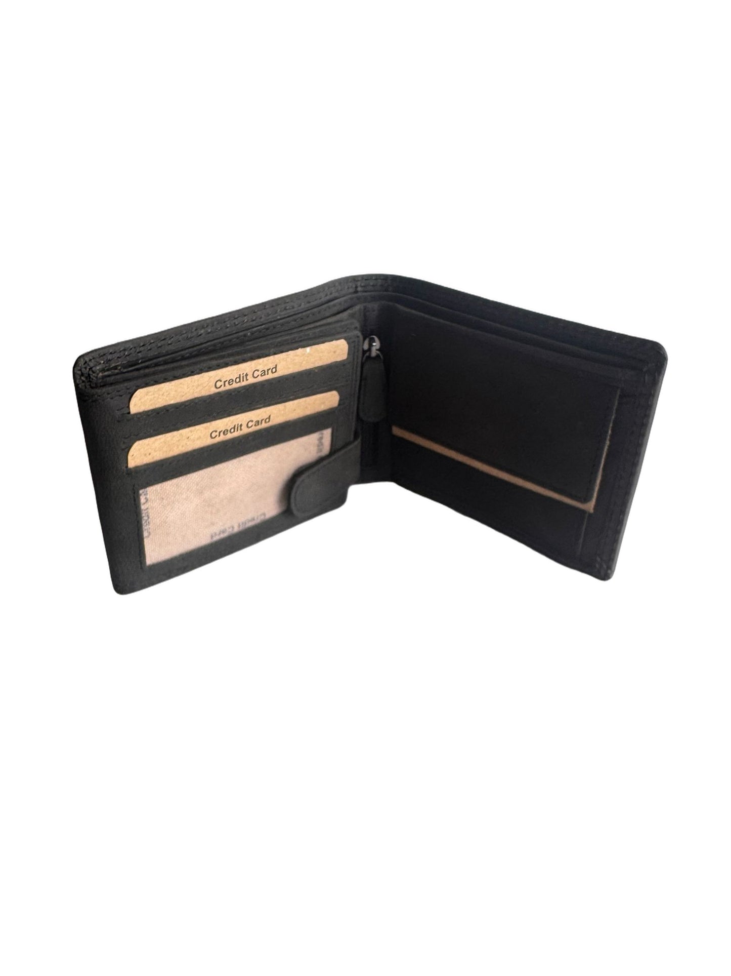 Hochwertige Geldbörse aus Kalbsleder mit Mustang-Motiv (Unisex Geldbörse 12x10x2) - Schwarz_Grau_Mustang