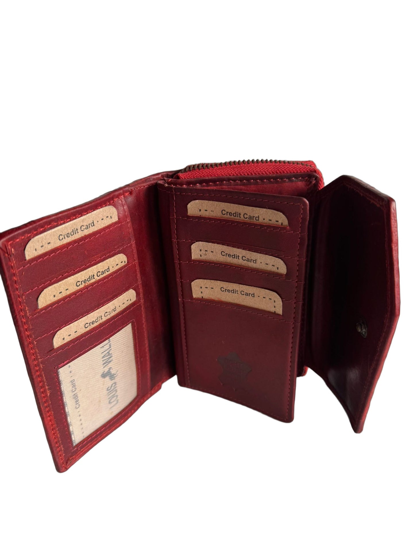 Hochwertige Unisex Geldbörse aus Kalbsleder (Unisex Geldbörse 14x10x3) - Rot