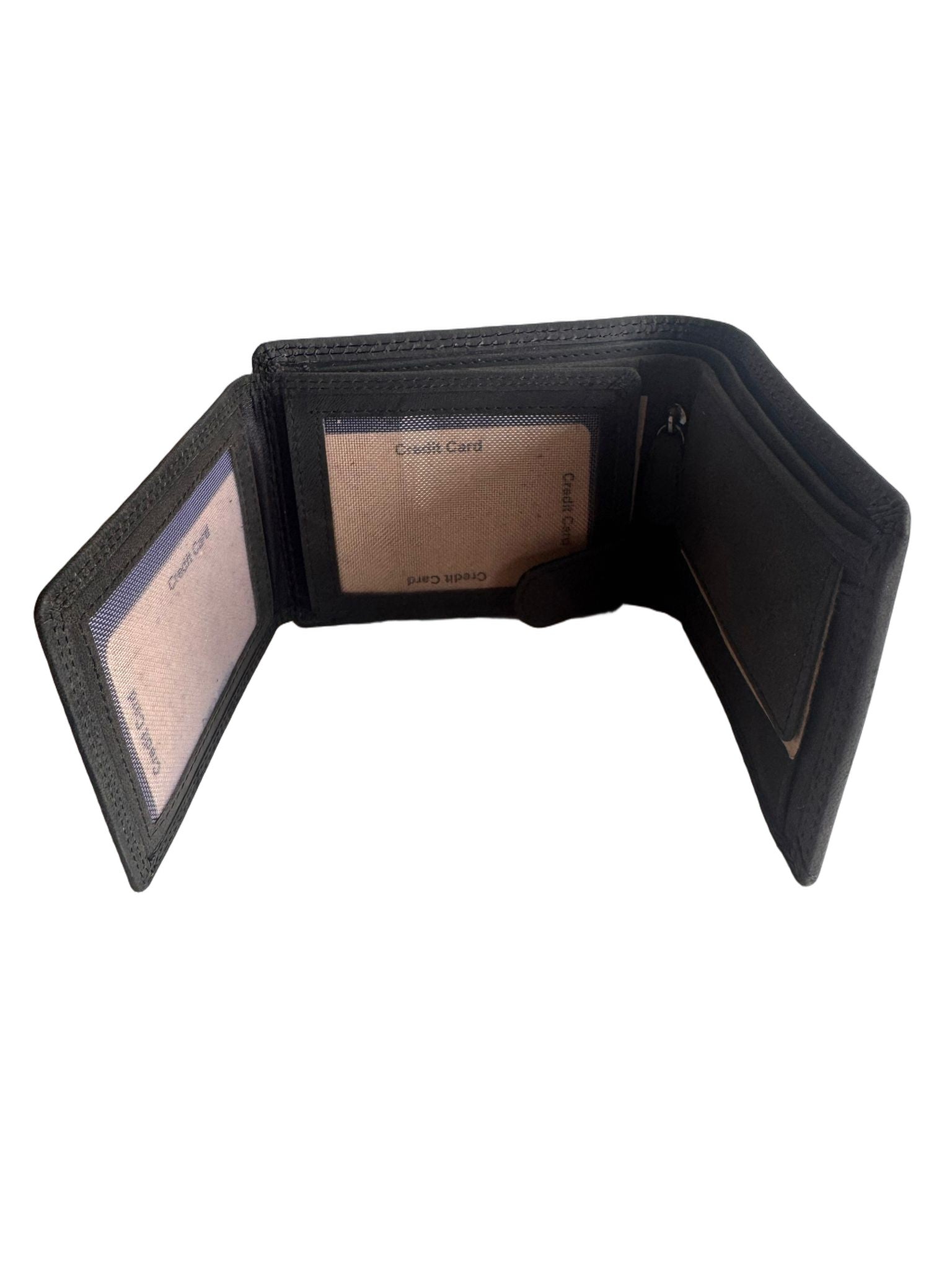 Hochwertige Geldbörse aus Kalbsleder mit Mustang-Motiv (Unisex Geldbörse 12x10x2) - Schwarz_Grau_Mustang