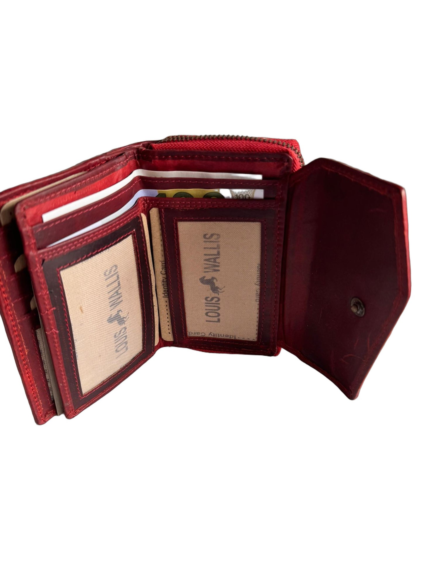 Hochwertige Unisex Geldbörse aus Kalbsleder (Unisex Geldbörse 14x10x3) - Rot