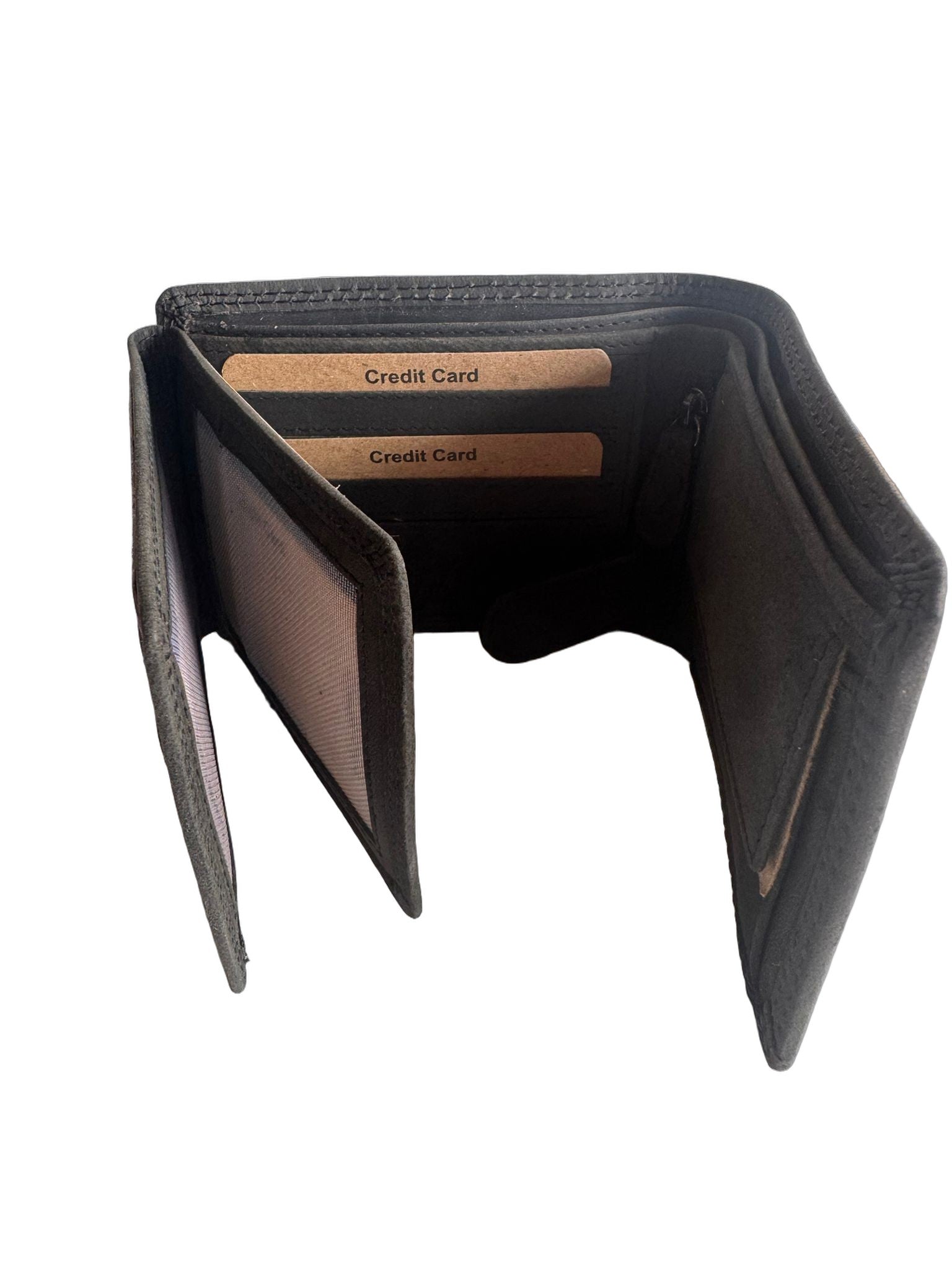 Hochwertige Geldbörse aus Kalbsleder mit Mustang-Motiv (Unisex Geldbörse 12x10x2) - Schwarz_Grau_Mustang