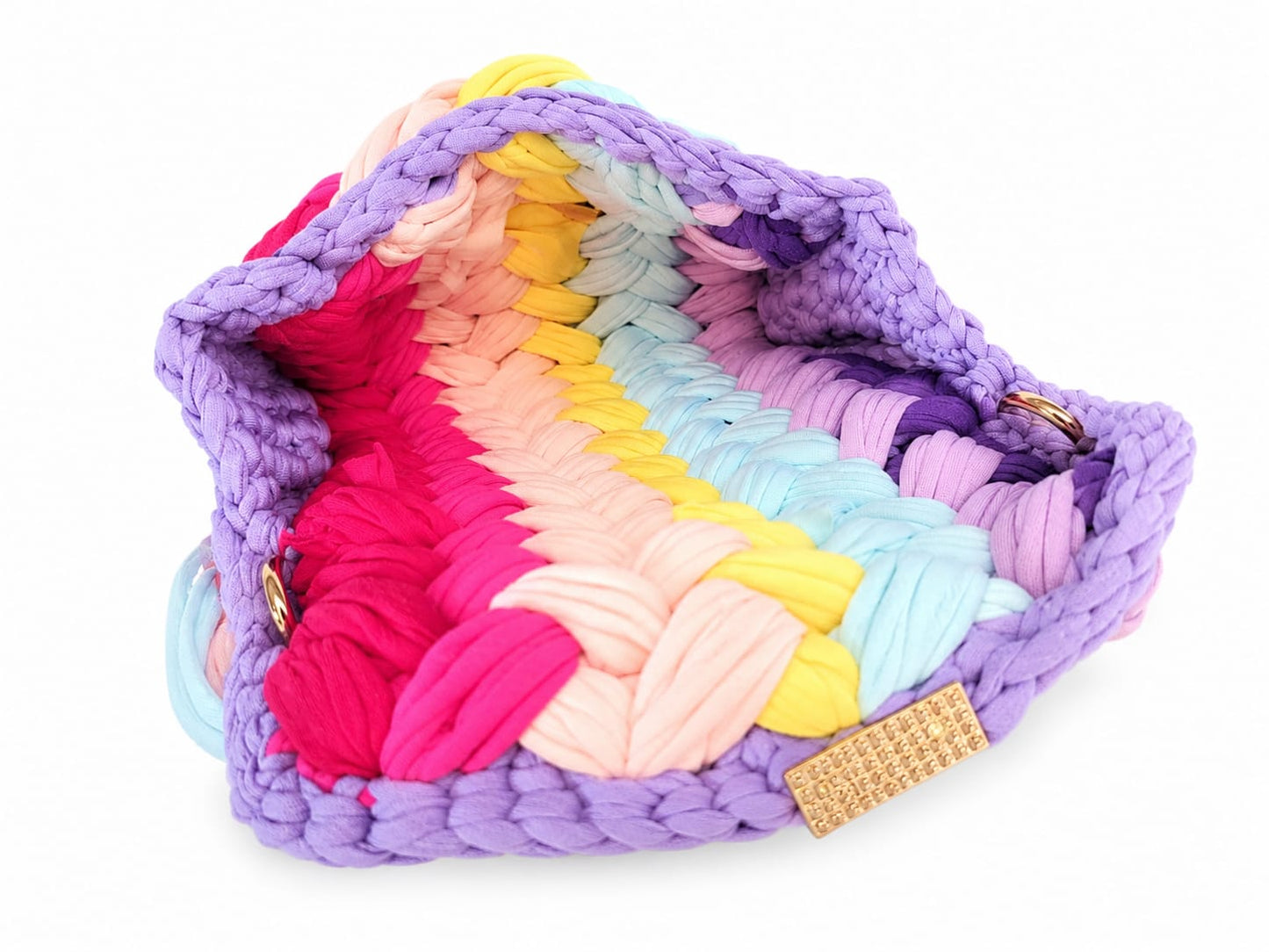 Geflochtene Damen Handtasche von Pelleteria Beta (20x16) - Mehrfarbig_Lila_Pink