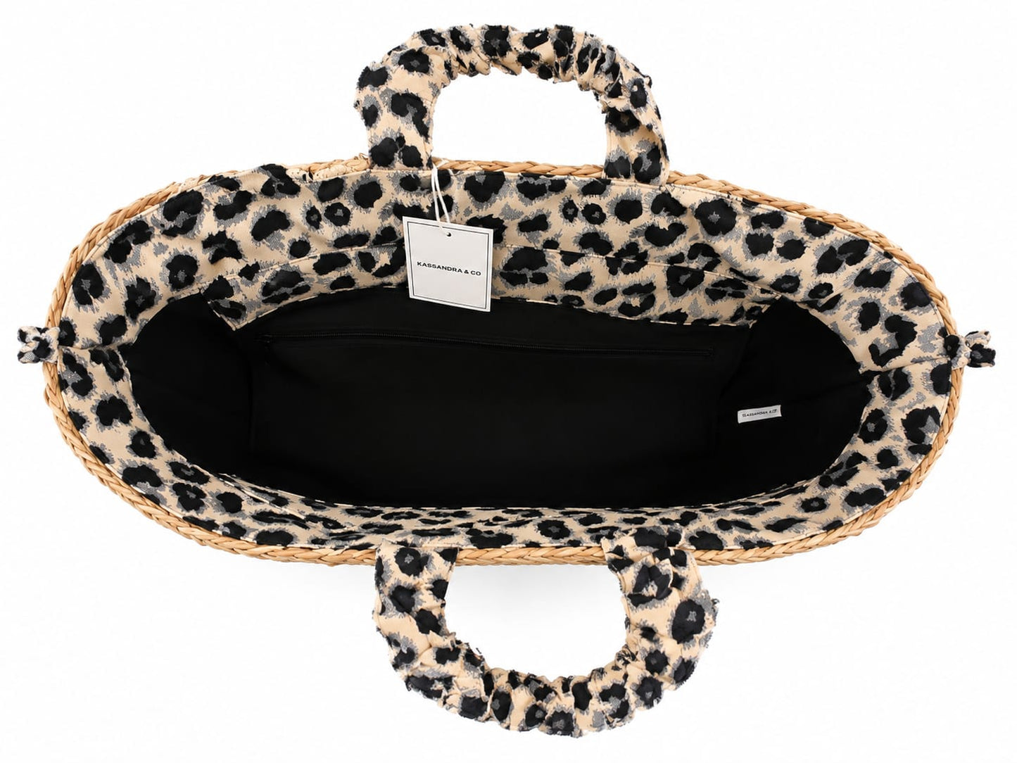 Kassandra & Co - Korbtasche_50x30_Leopard_Schwarz_Weiss - Leopard Schwarz-Weiß