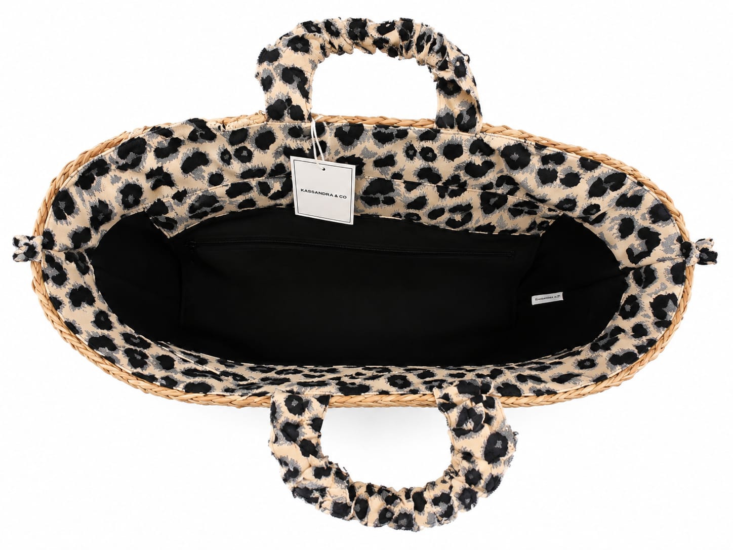 Kassandra & Co - Korbtasche_50x30_Leopard_Schwarz_Weiss - Leopard Schwarz-Weiß