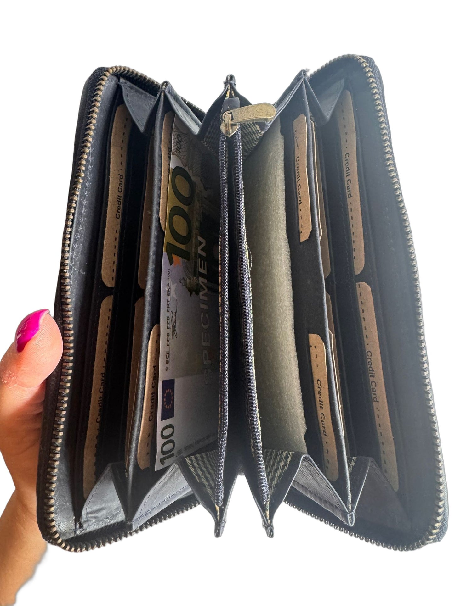 Hochwertige Unisex Geldbörse aus Kalbsleder (Unisex Geldbörse 20x11x2) - Schwarz