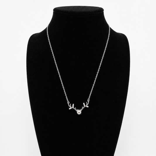 925er Sterling Silber Halskette mit Geweih-Anhänger