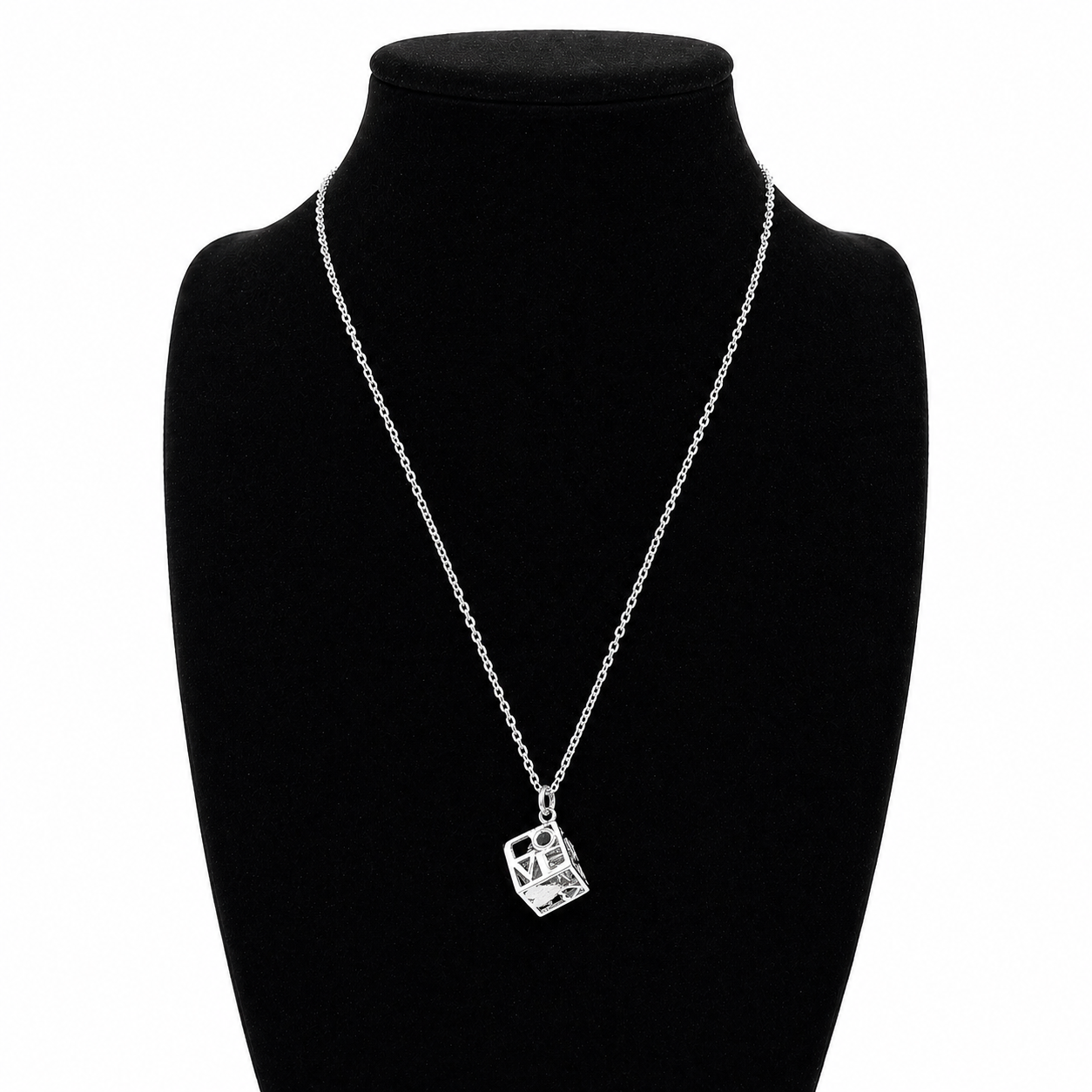 925er Sterling Silber Halskette mit LOVE-Würfel Anhänger