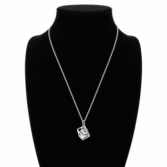 925er Sterling Silber Halskette mit LOVE-Würfel Anhänger