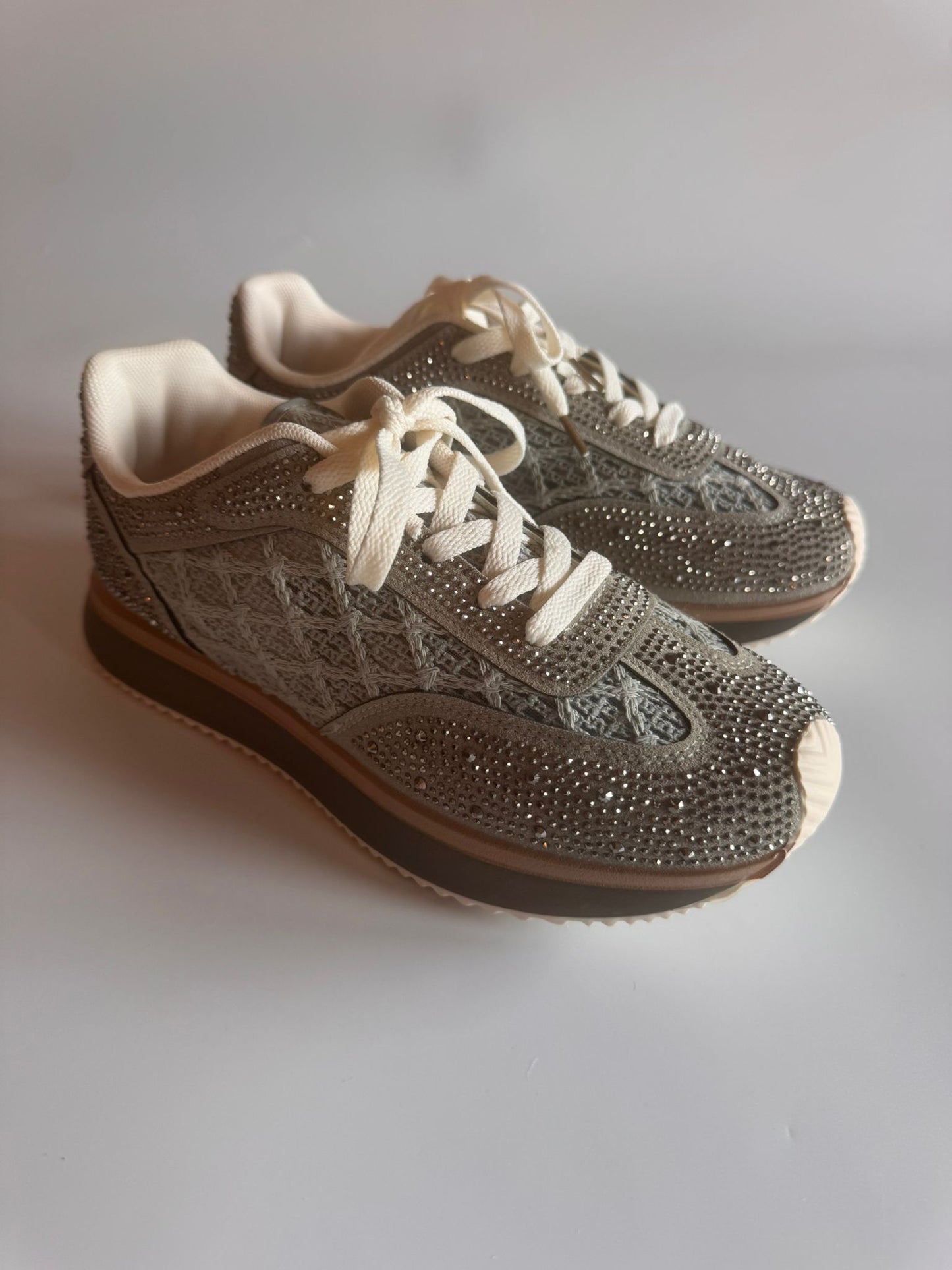 Damen Retro-Sneaker mit Strass in Grün