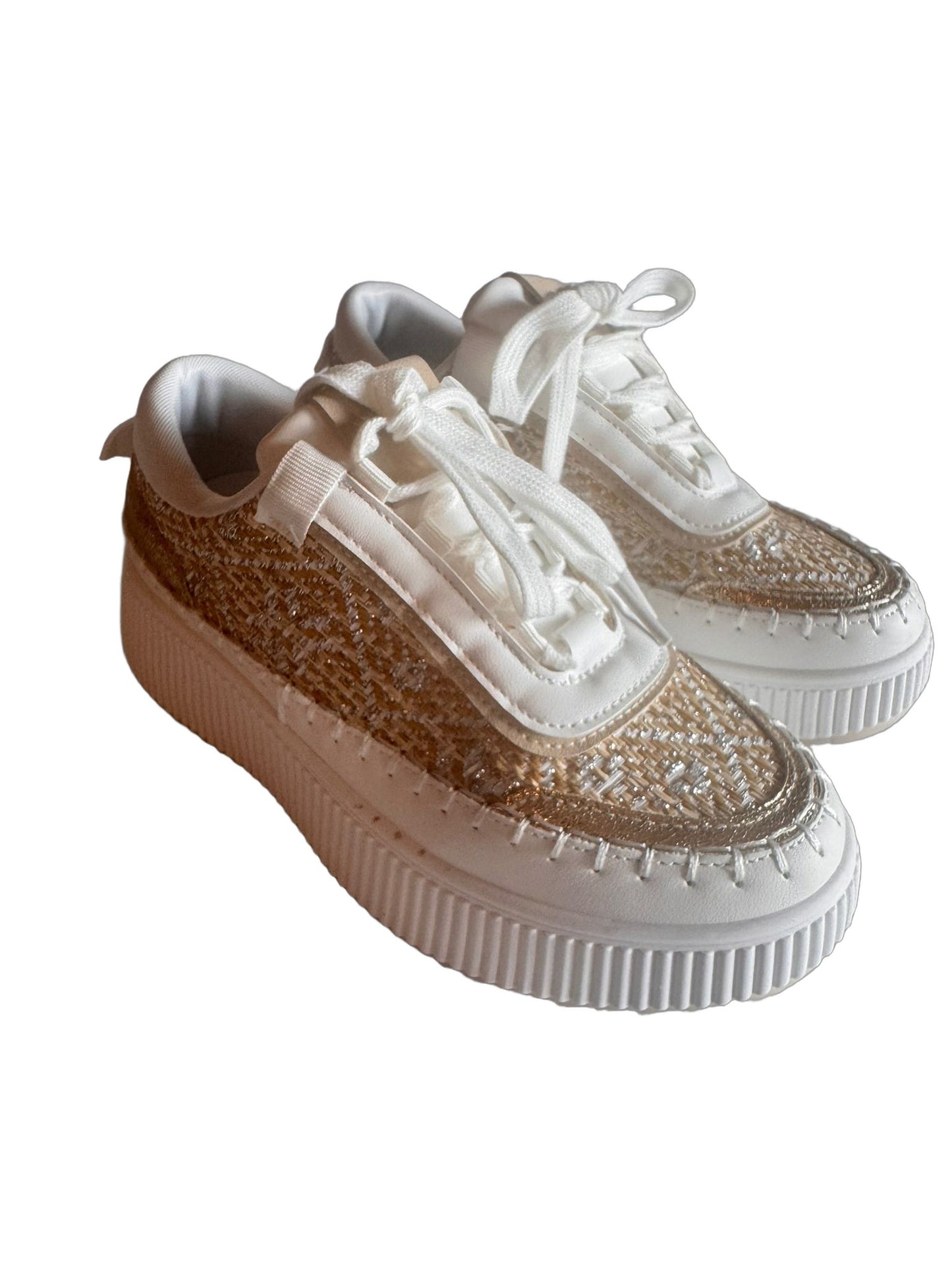 Damen Plateau-Sneaker in Weiß-Gold