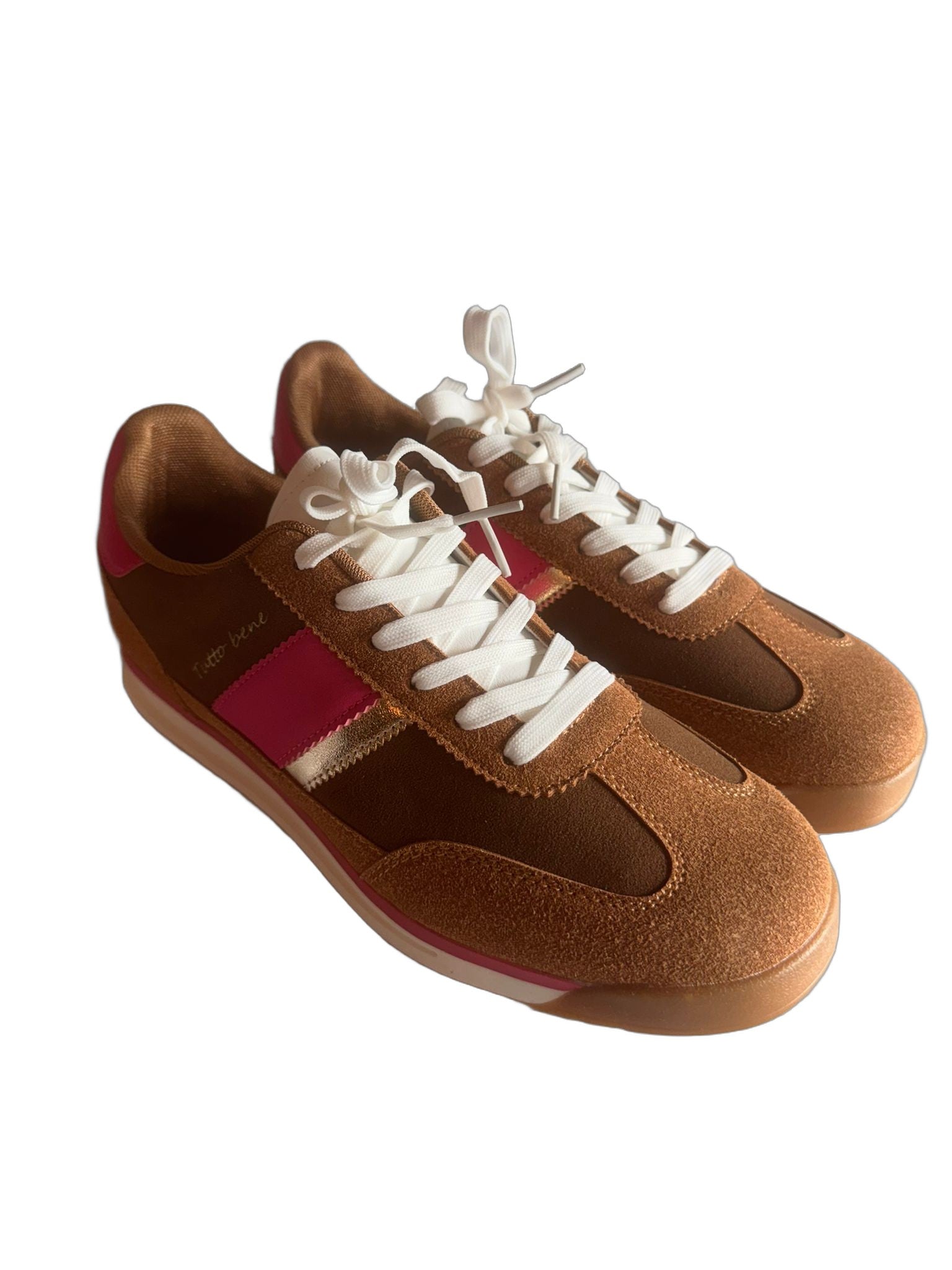 Damen Retro-Sneaker in Braun mit Pink