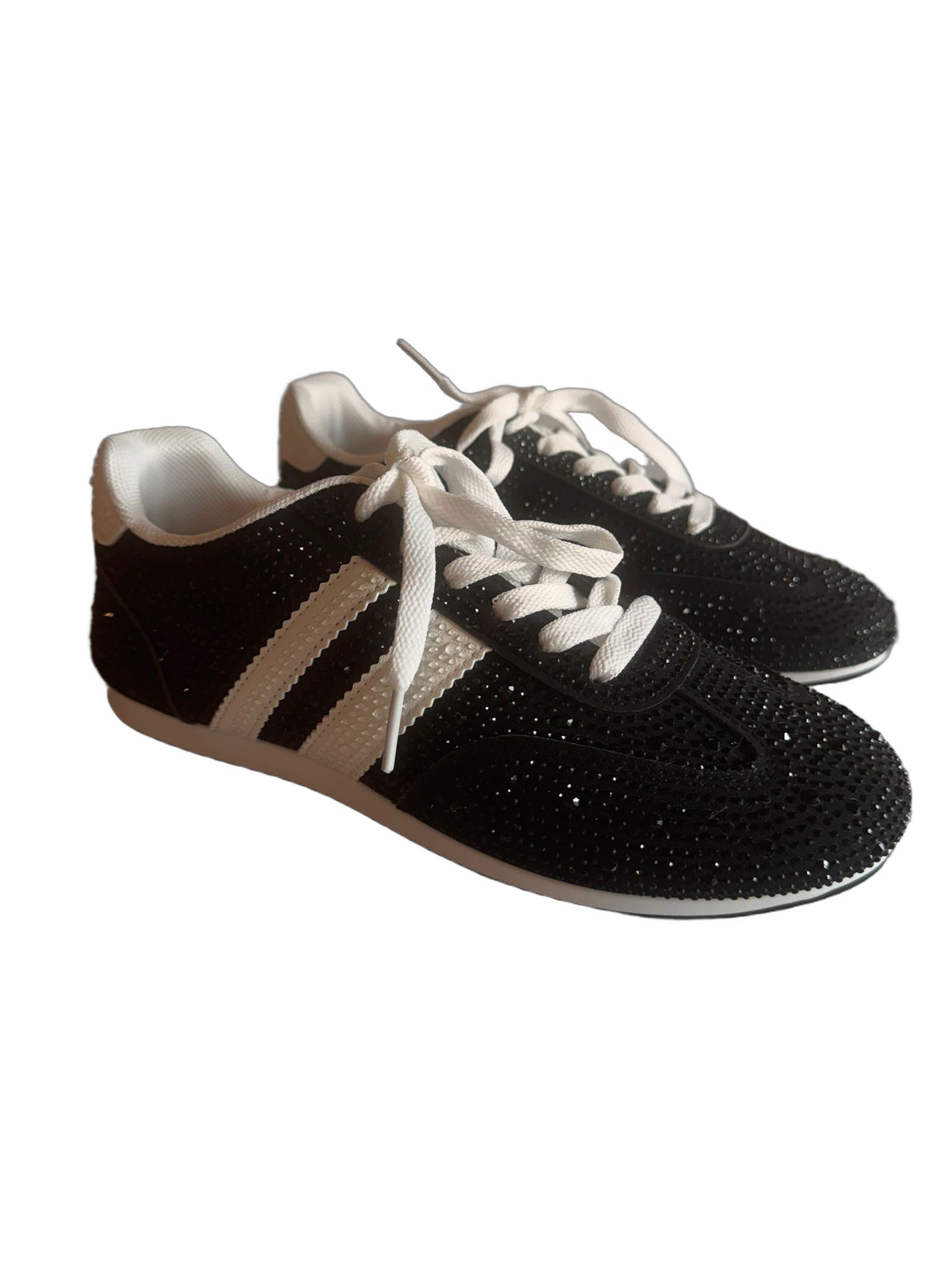 Damen Plateau-Sneaker in Schwarz mit Glitzer