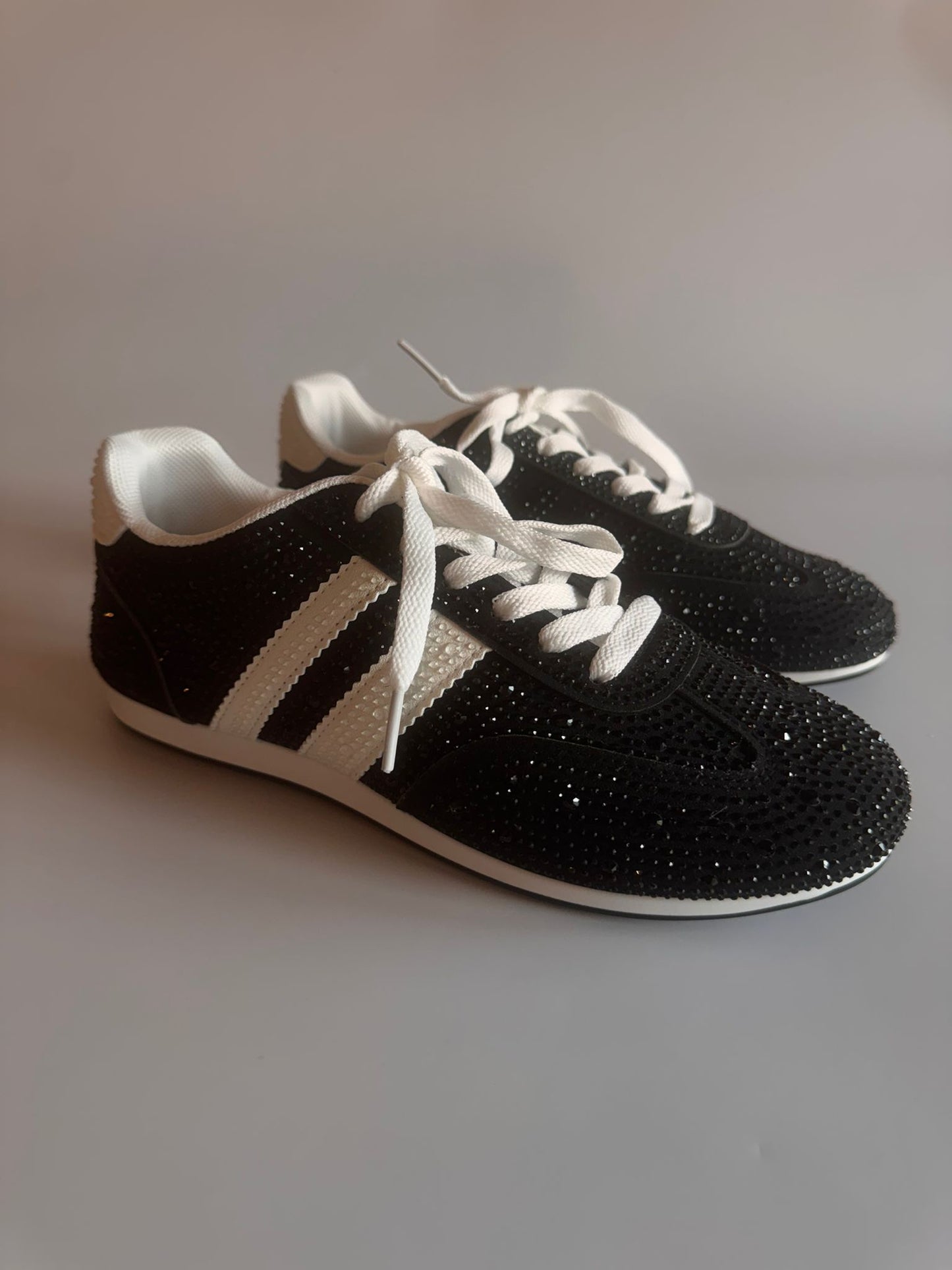 Damen Plateau-Sneaker in Schwarz mit Glitzer