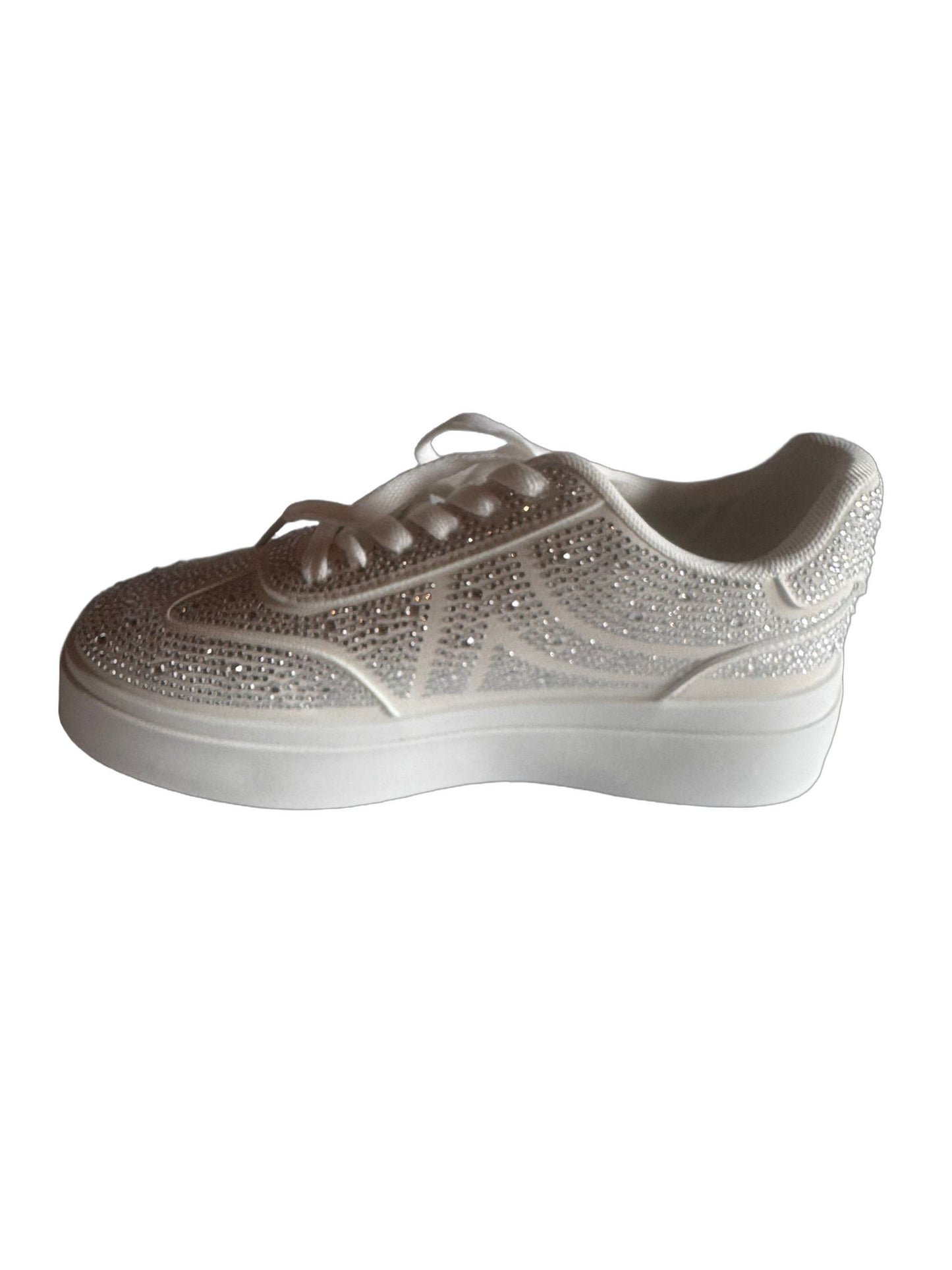 Damen Plateau-Sneaker in Weiß mit Strass