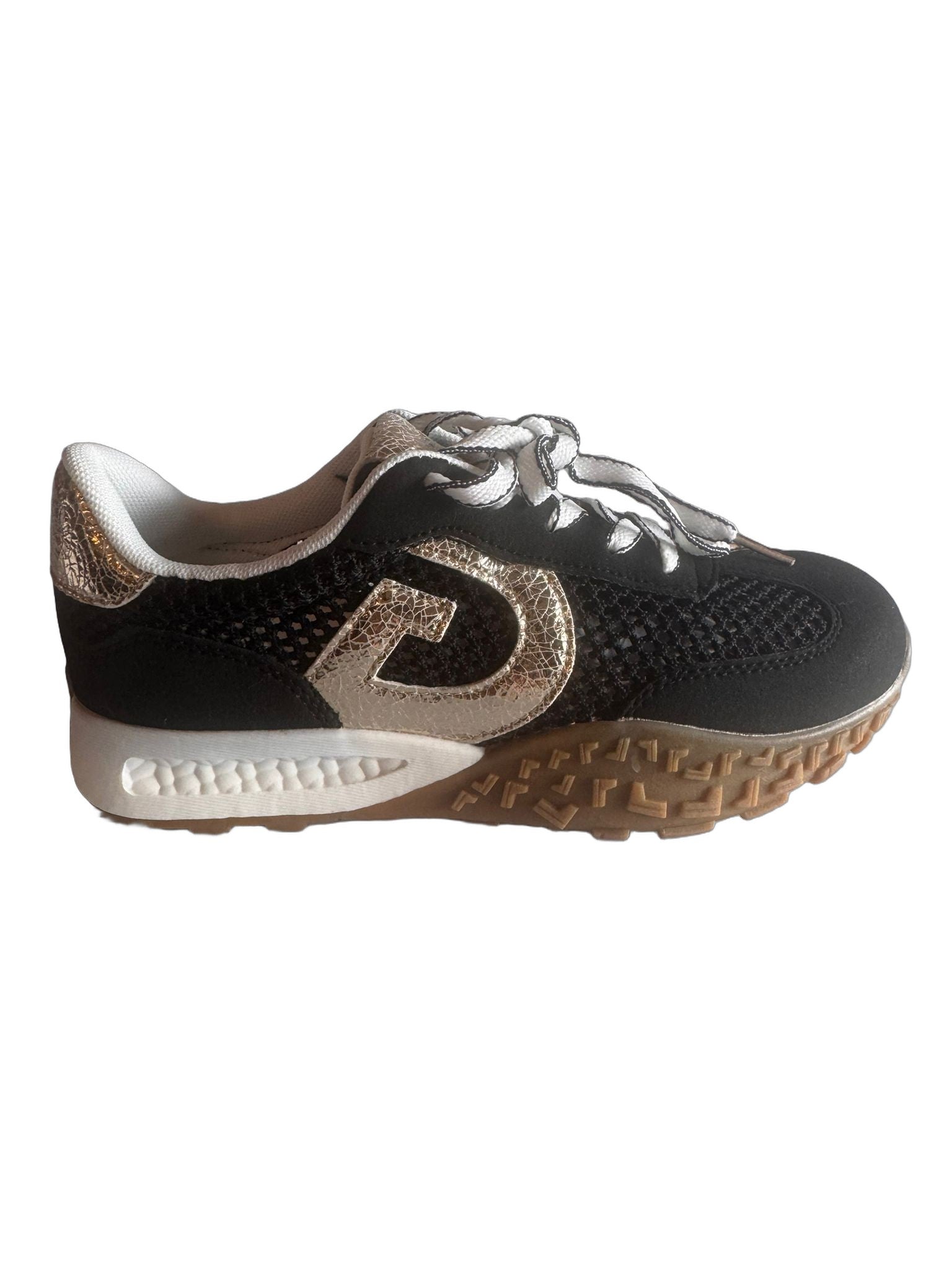 Damen Retro-Sneaker in Schwarz-Gold