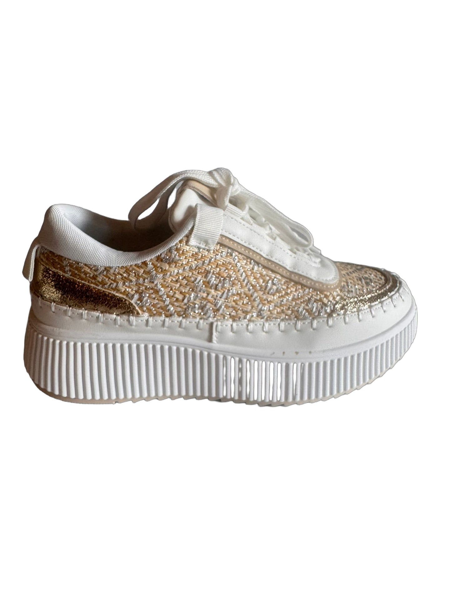 Damen Plateau-Sneaker in Weiß-Gold