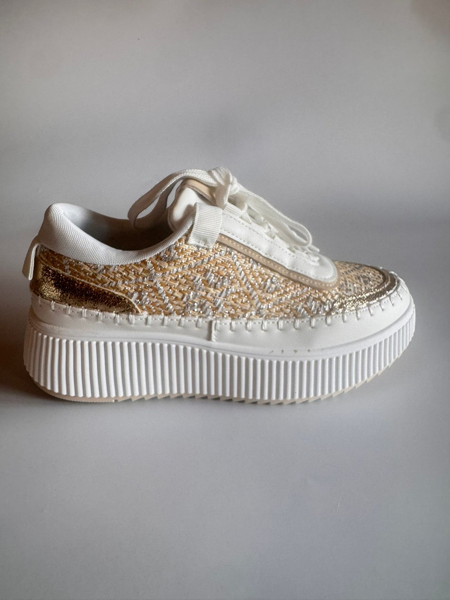 Damen Plateau-Sneaker in Weiß-Gold