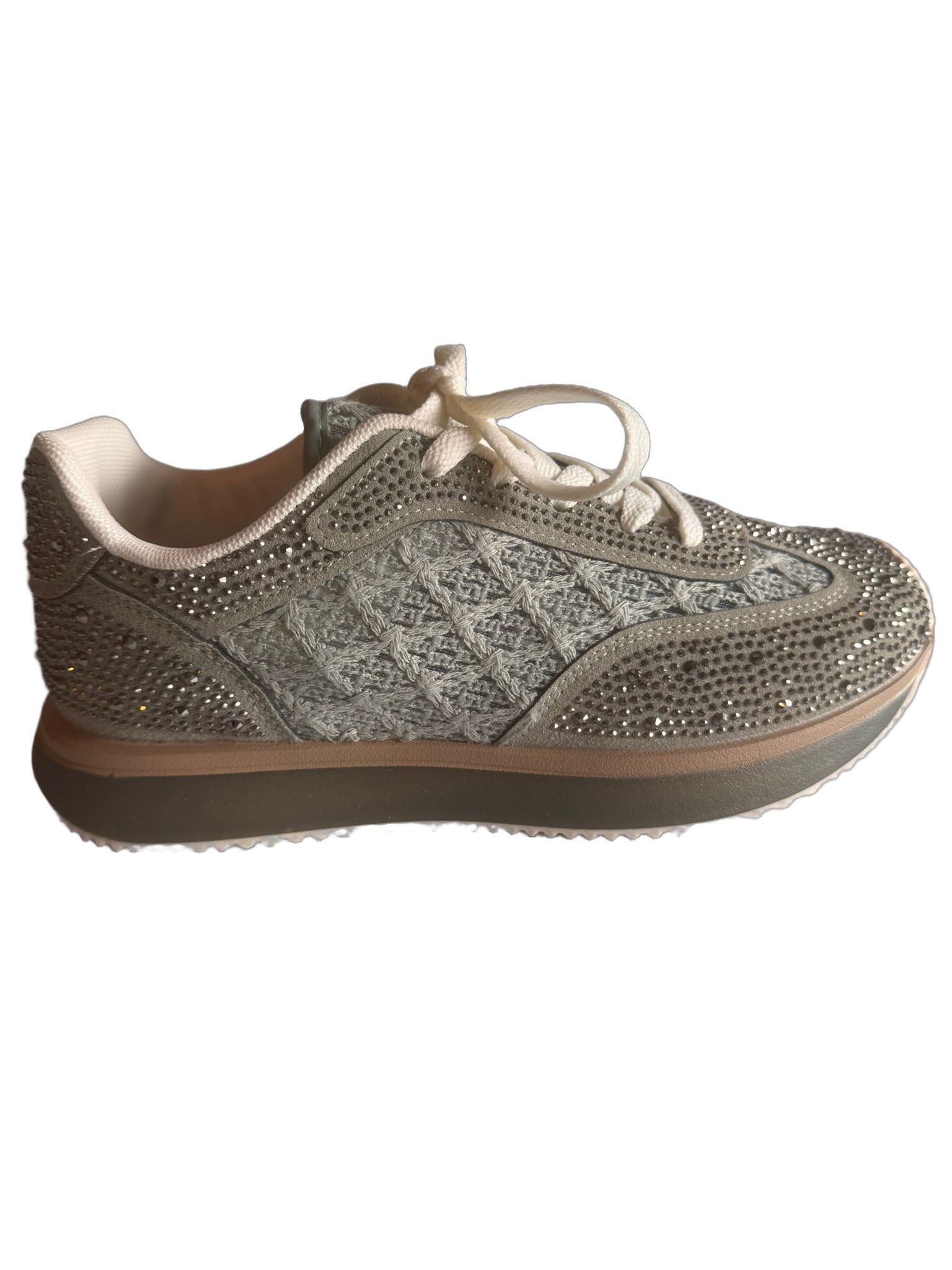 Damen Retro-Sneaker mit Strass in Grün