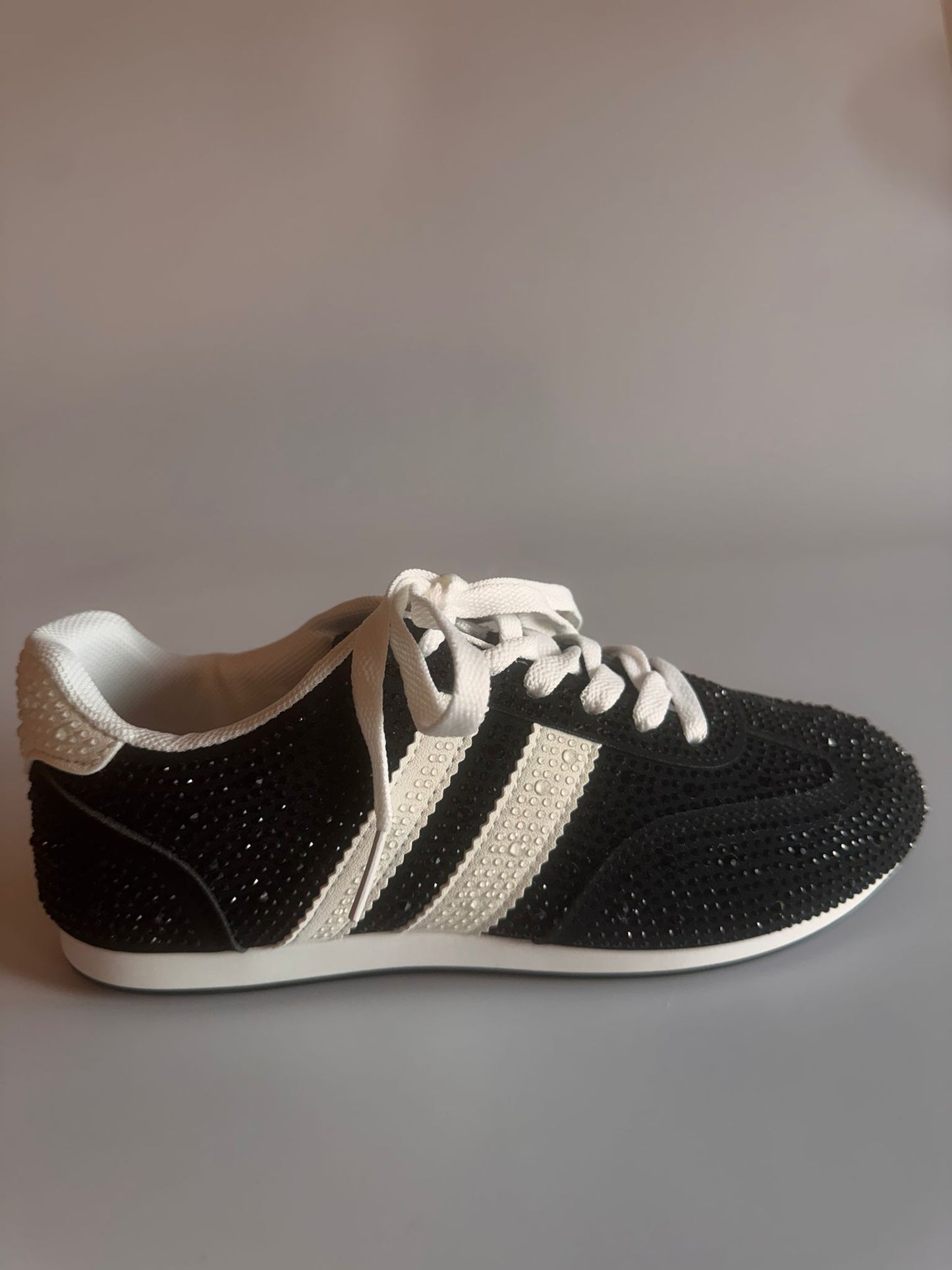 Damen Plateau-Sneaker in Schwarz mit Glitzer