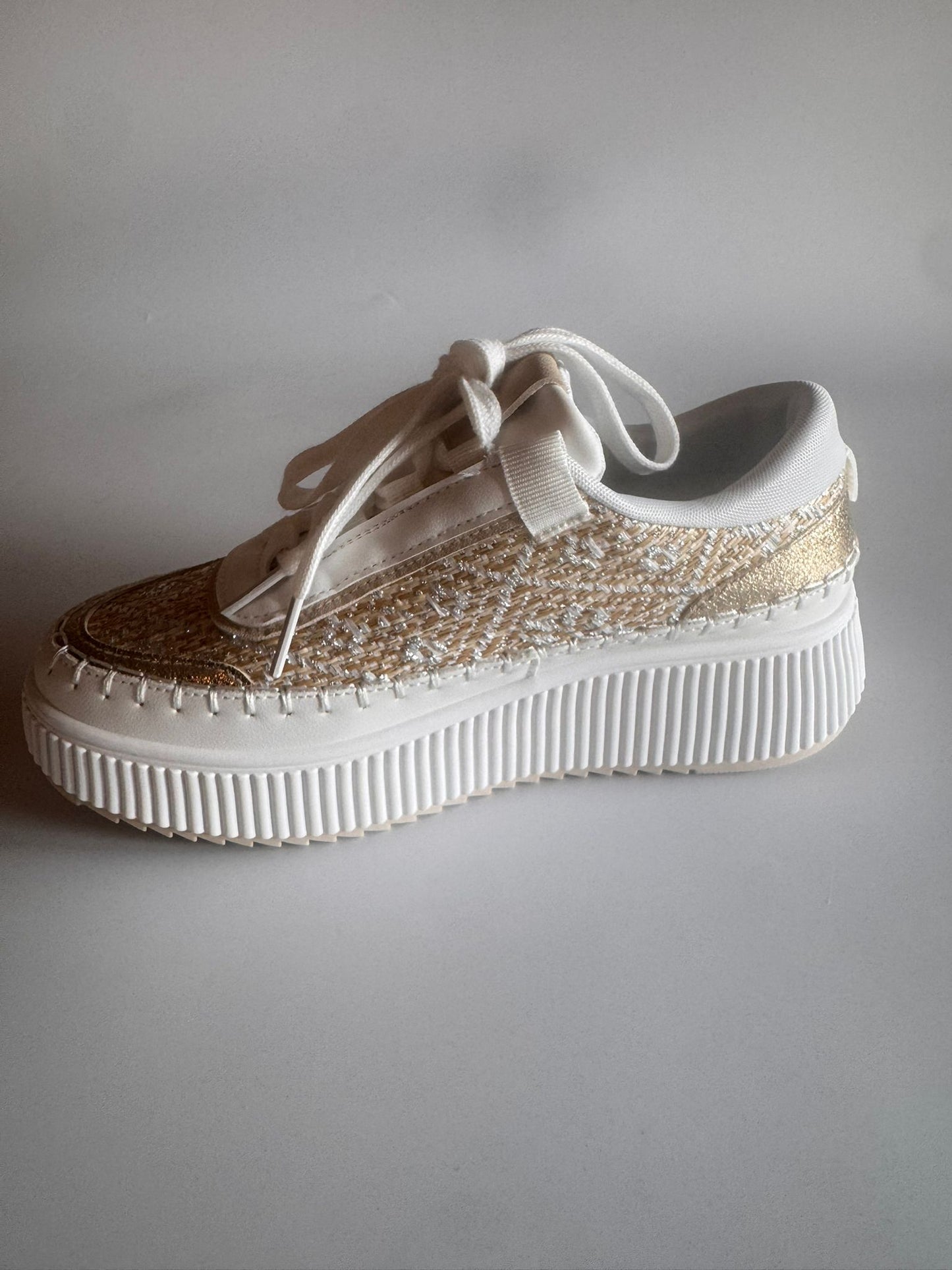 Damen Plateau-Sneaker in Weiß-Gold