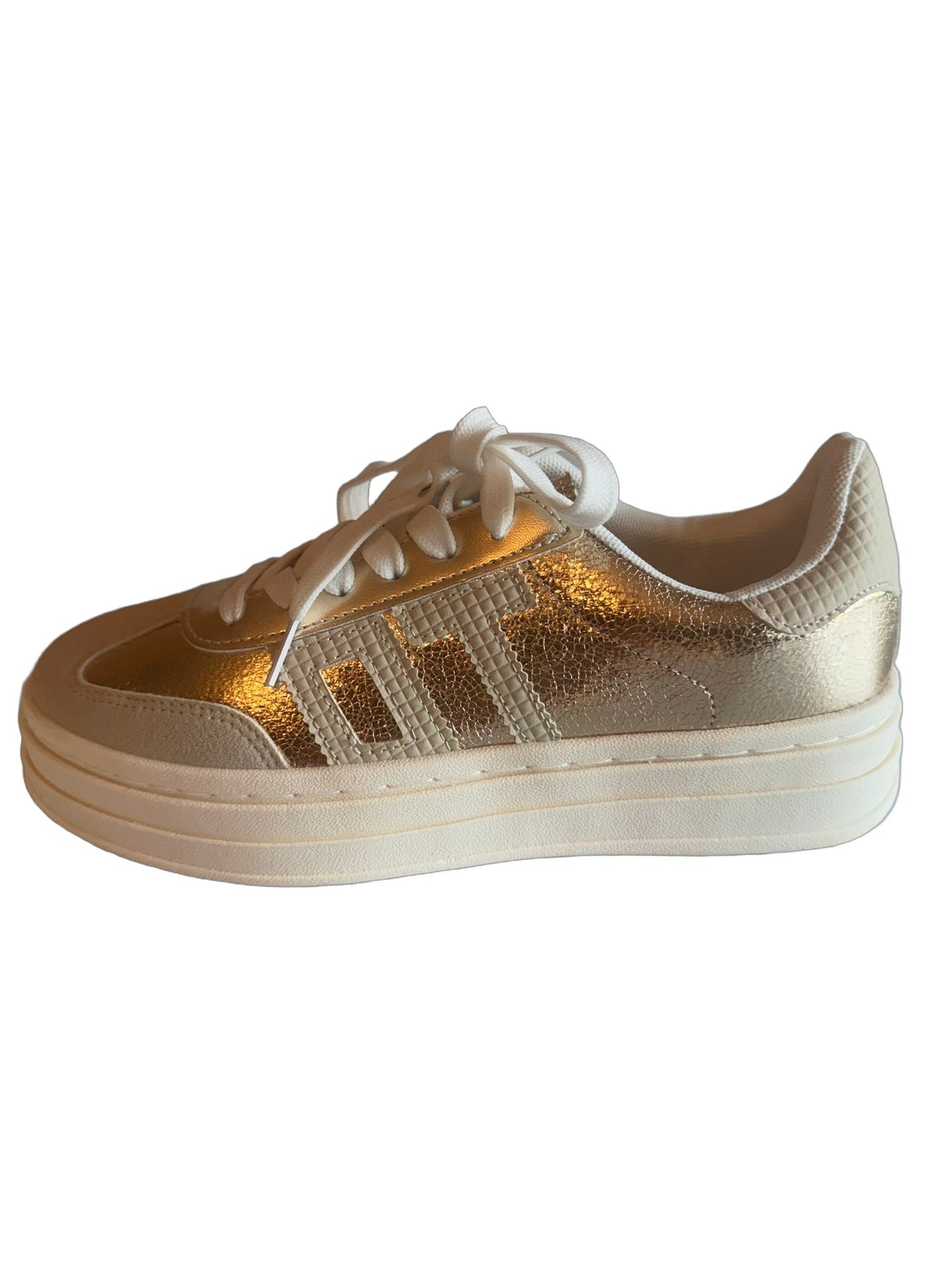 Damen Plateau-Sneaker in Beige-Gold