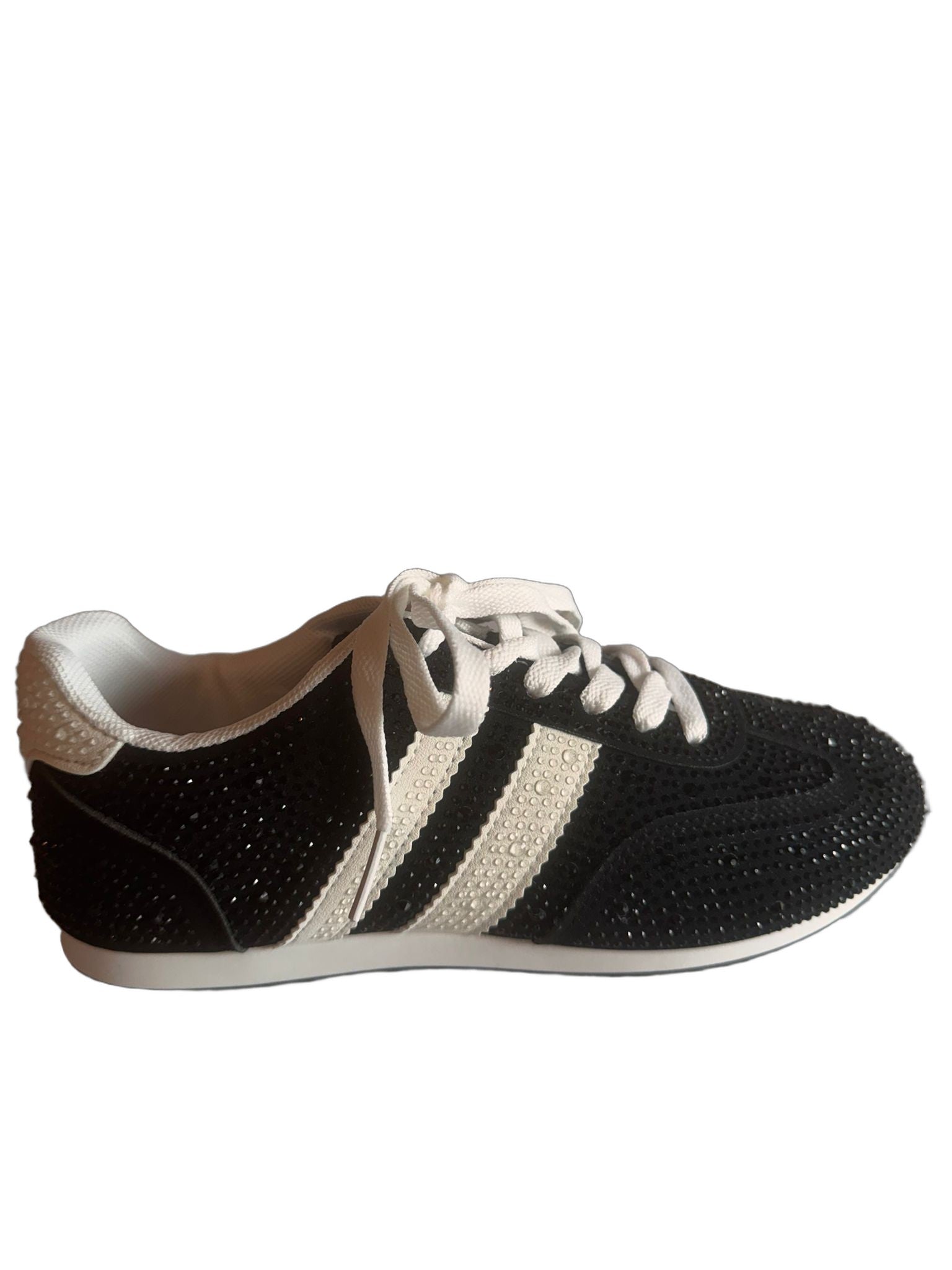 Damen Plateau-Sneaker in Schwarz mit Glitzer