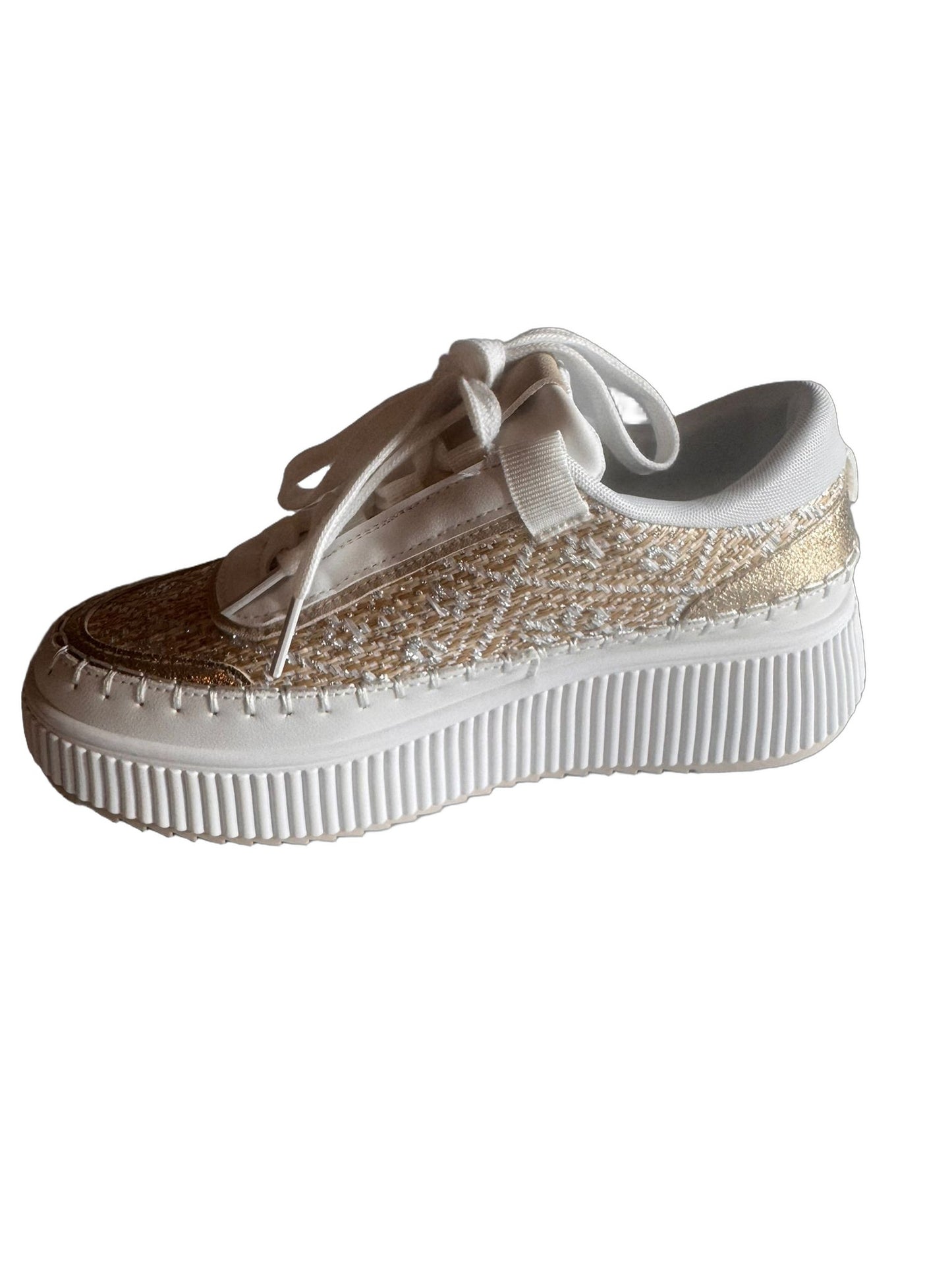 Damen Plateau-Sneaker in Weiß-Gold