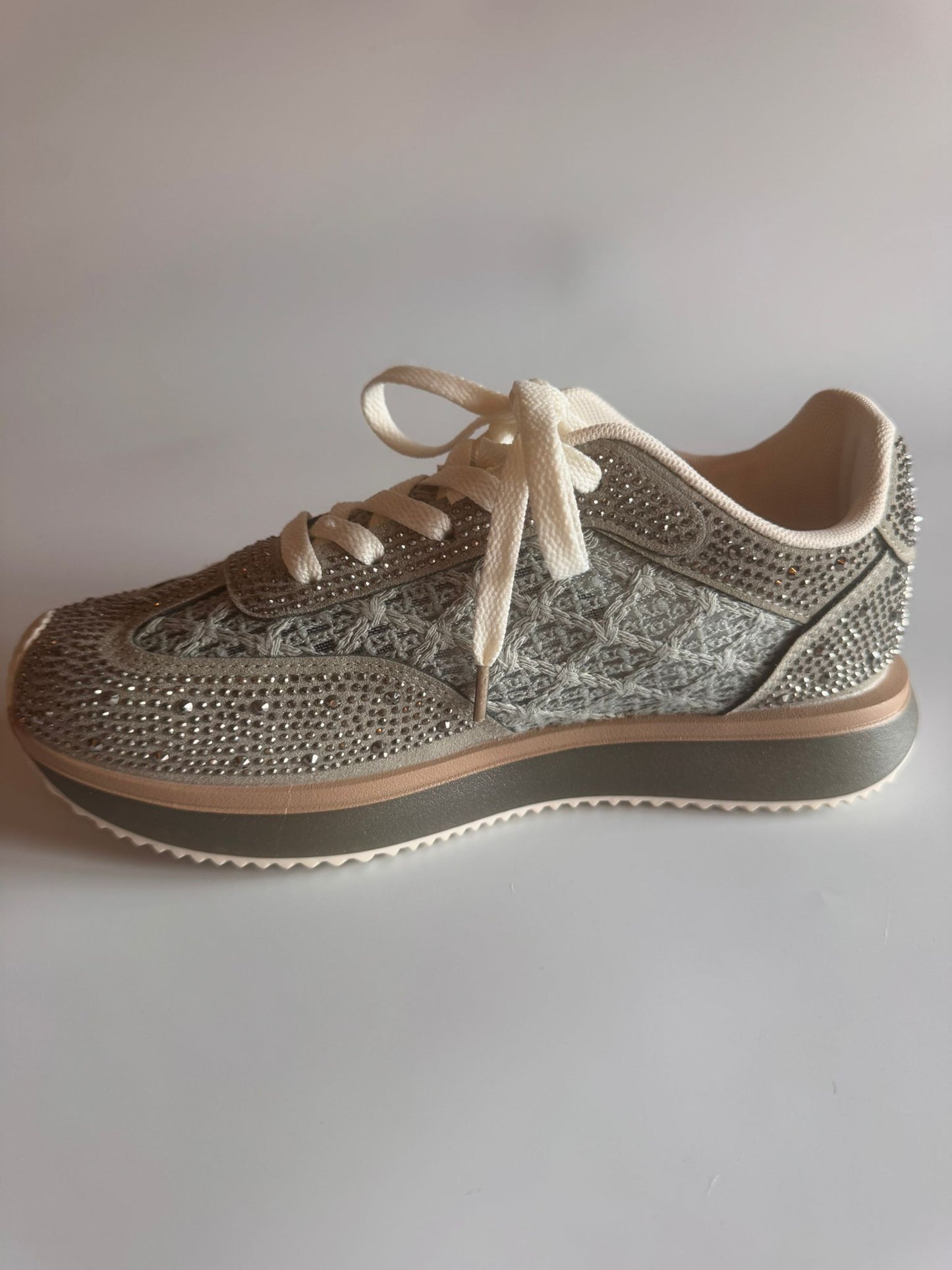 Damen Retro-Sneaker mit Strass in Grün