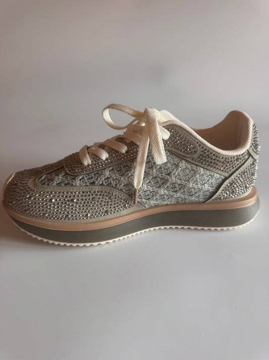 Damen Retro-Sneaker mit Strass in Grün