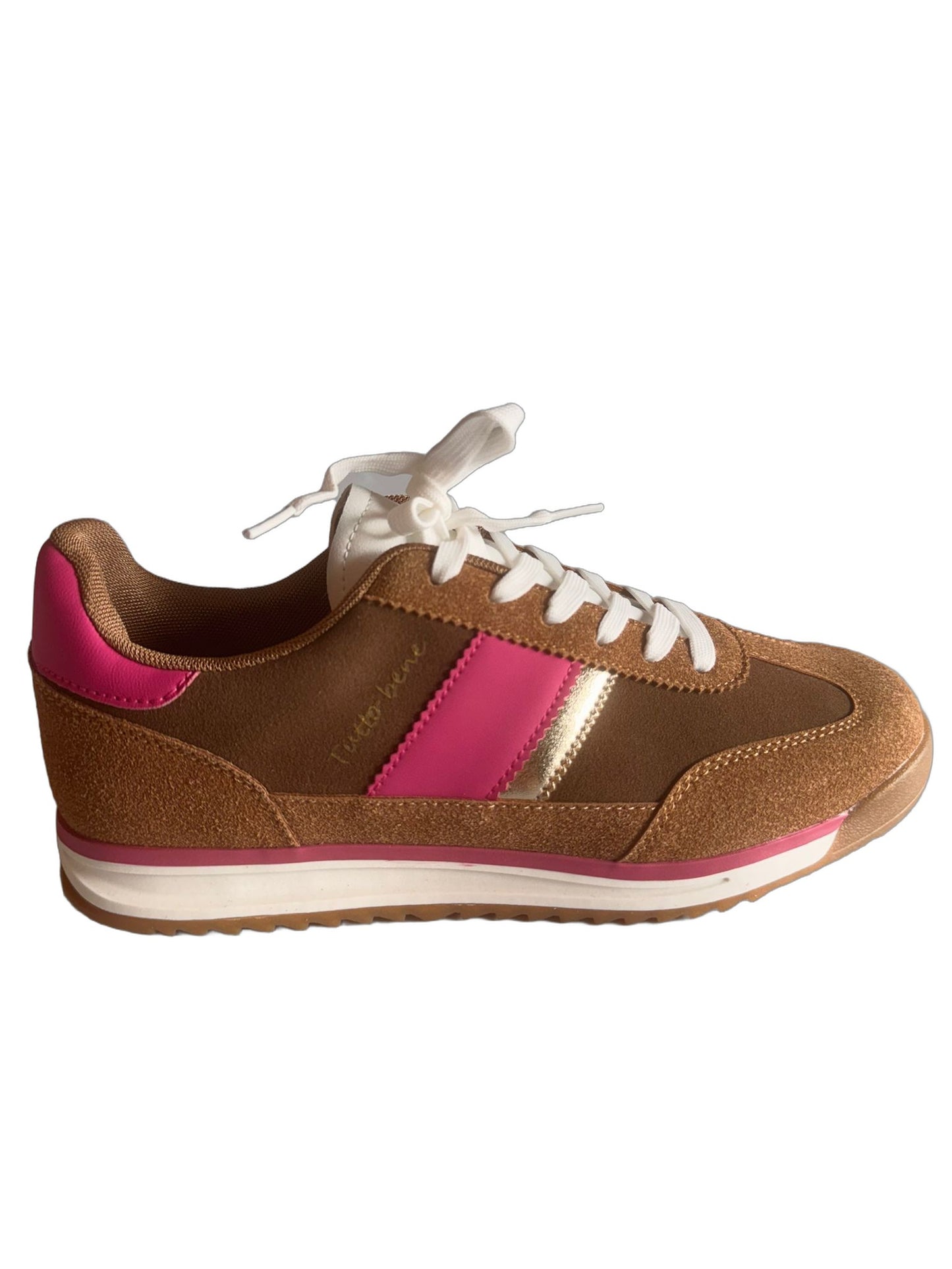 Damen Retro-Sneaker in Braun mit Pink