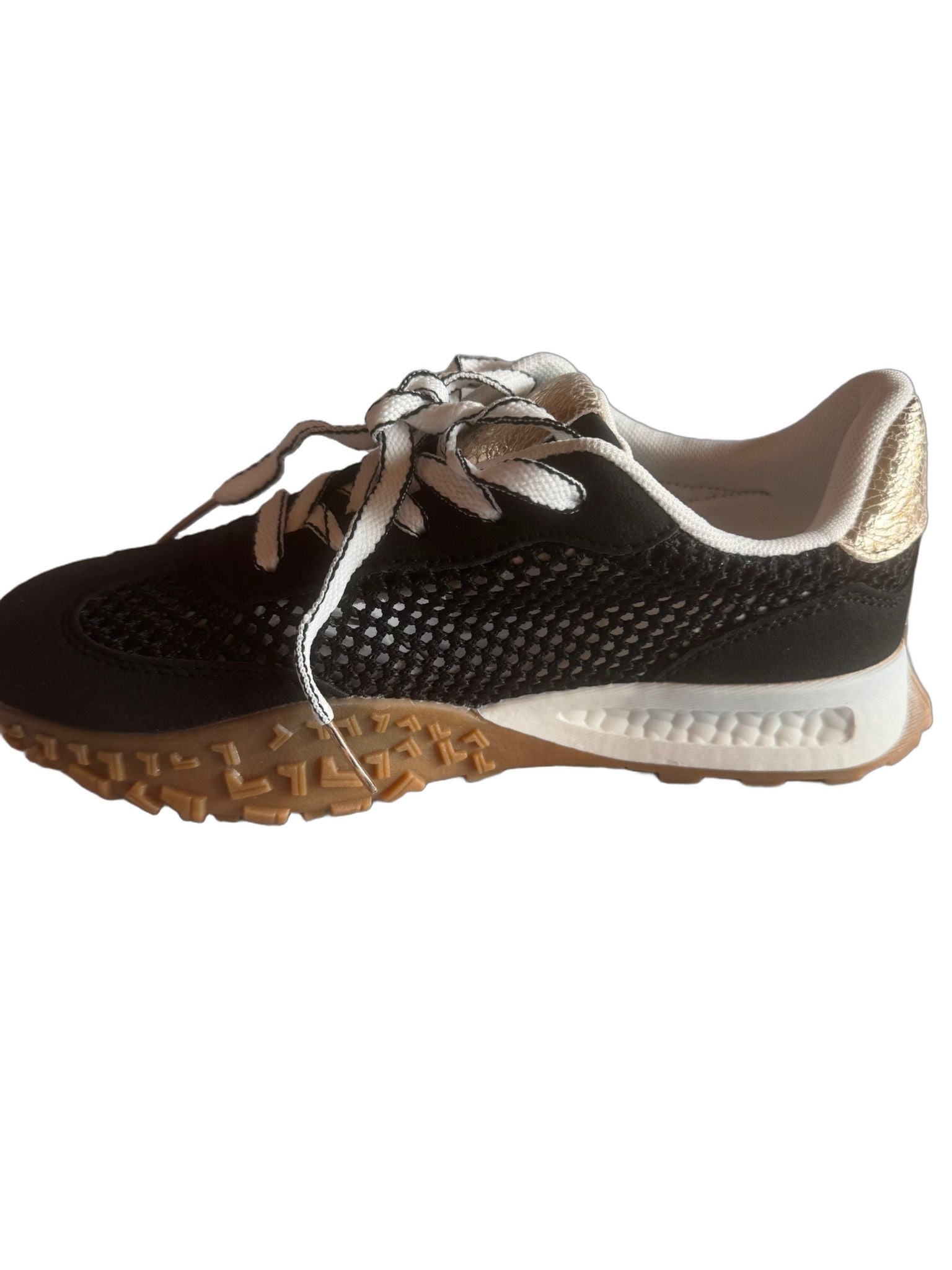 Damen Retro-Sneaker in Schwarz-Gold