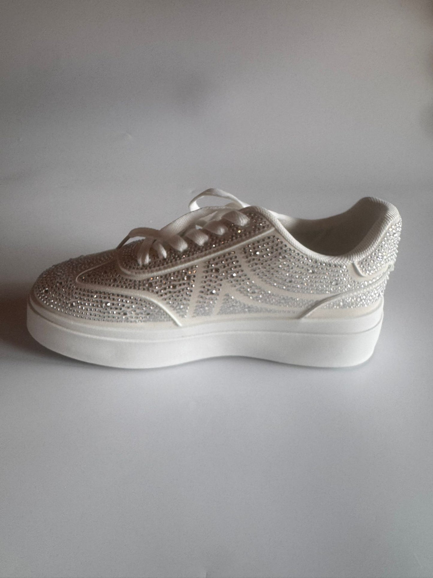 Damen Plateau-Sneaker in Weiß mit Strass
