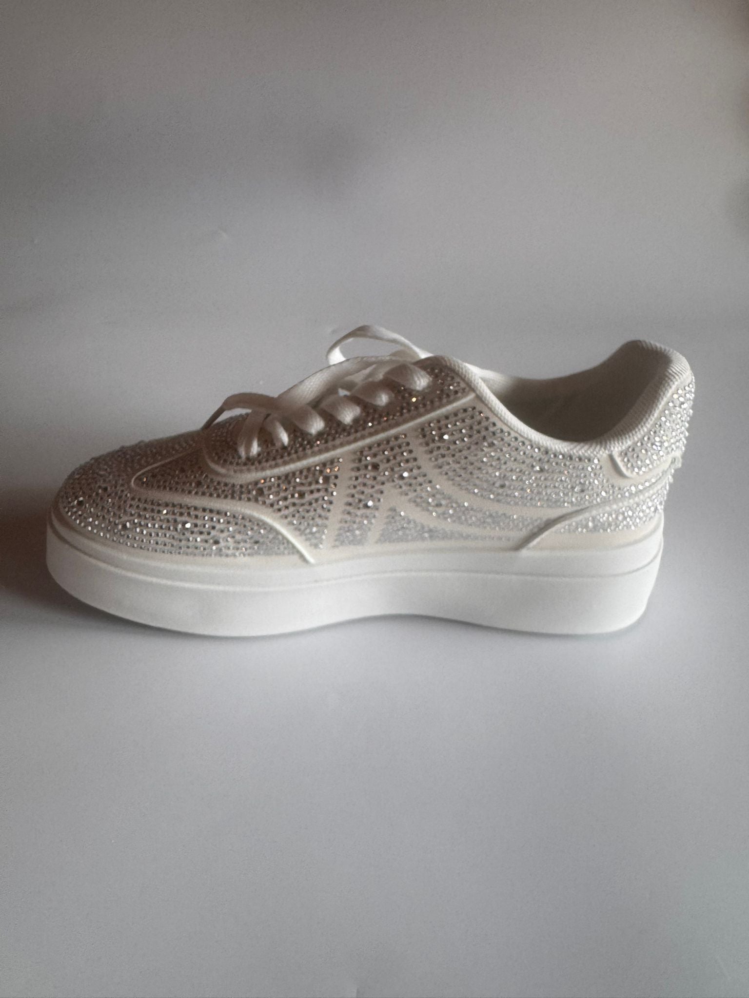 Damen Plateau-Sneaker in Weiß mit Strass