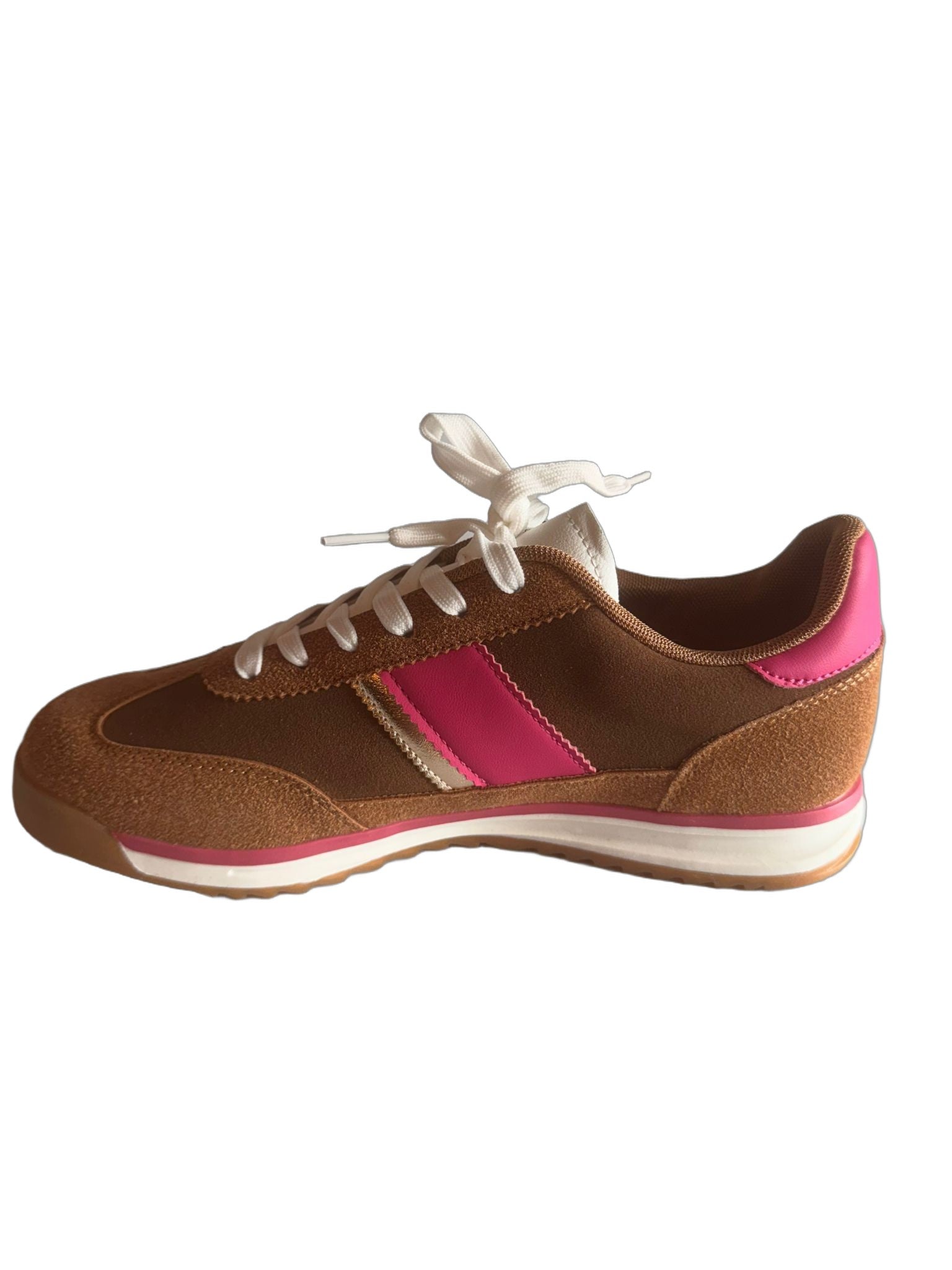 Damen Retro-Sneaker in Braun mit Pink