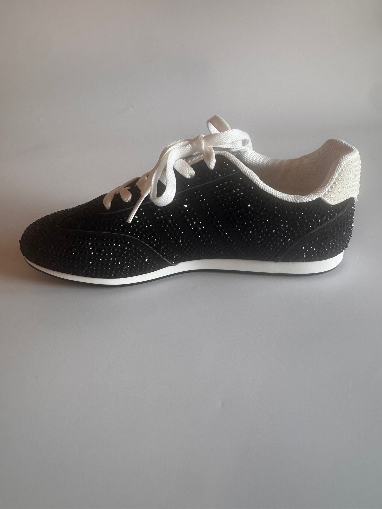 Damen Plateau-Sneaker in Schwarz mit Glitzer
