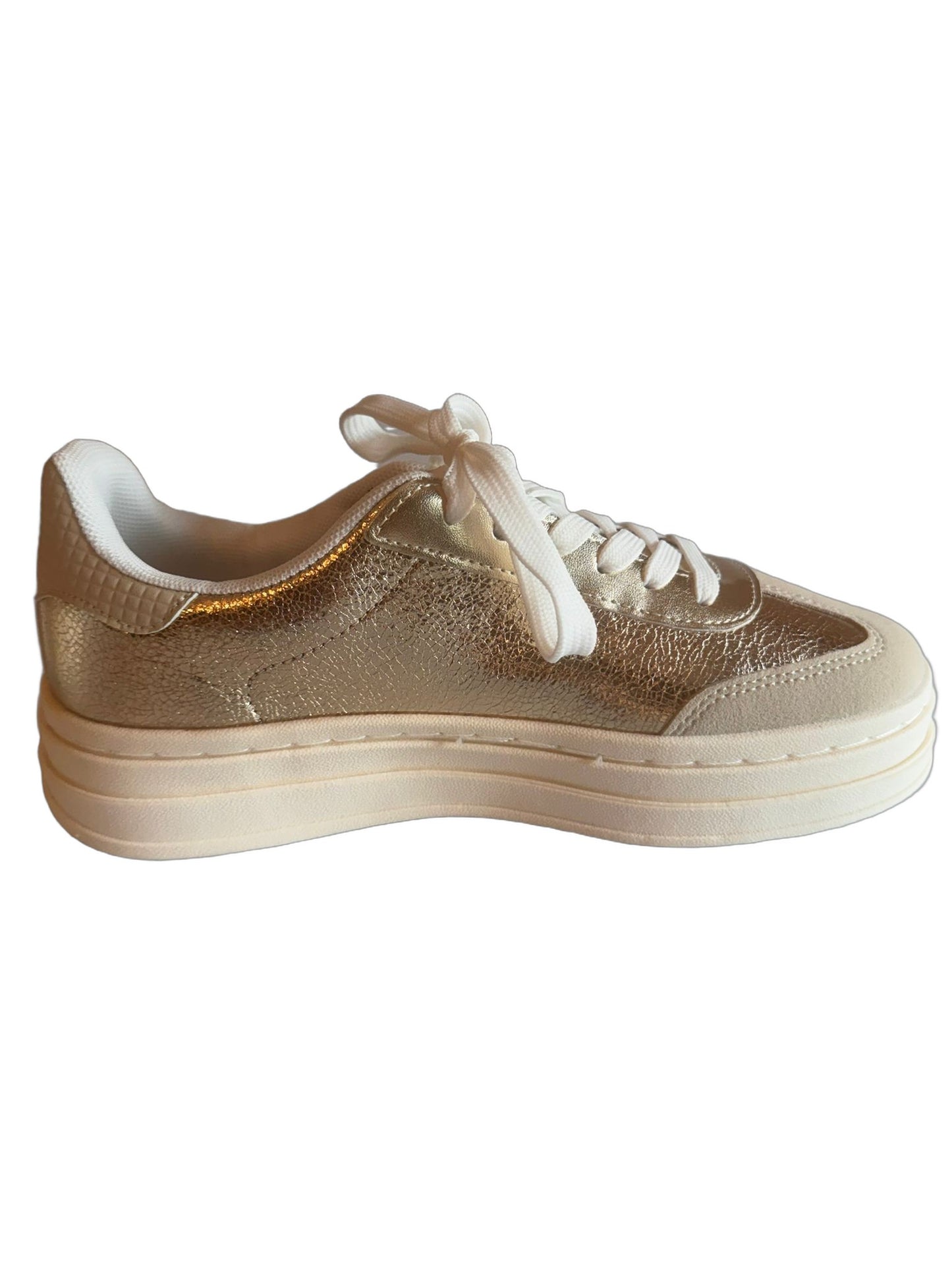 Damen Plateau-Sneaker in Beige-Gold