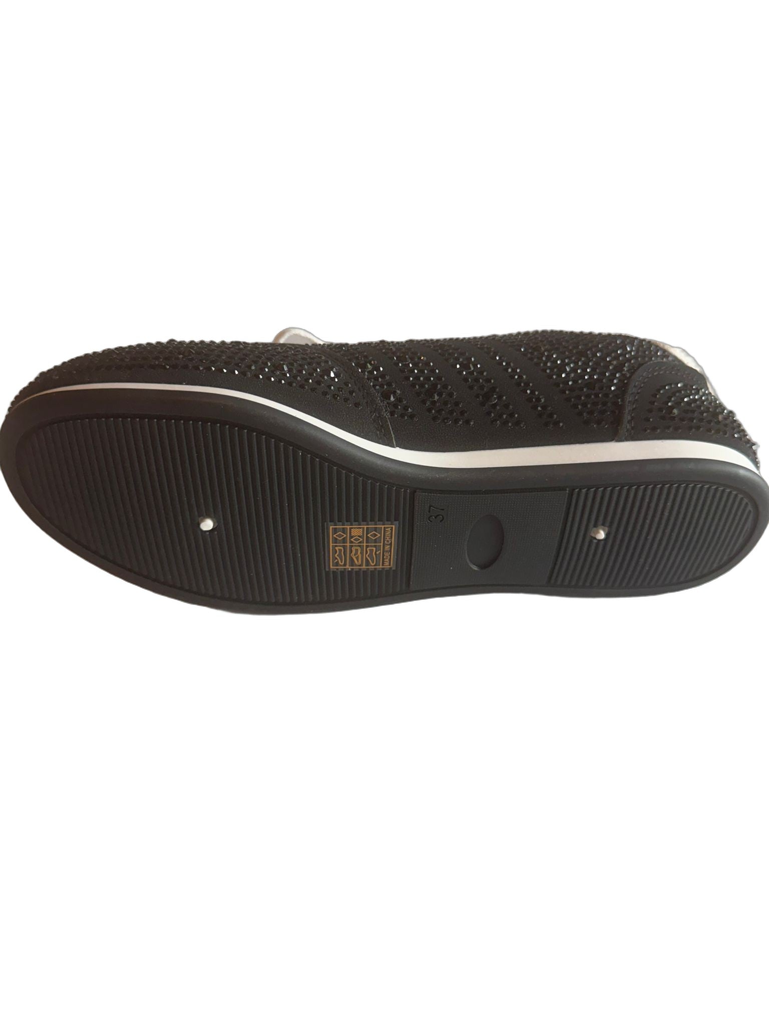 Damen Plateau-Sneaker in Schwarz mit Glitzer