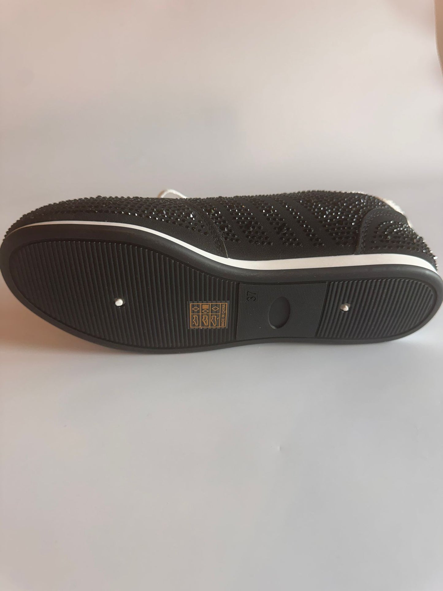 Damen Plateau-Sneaker in Schwarz mit Glitzer